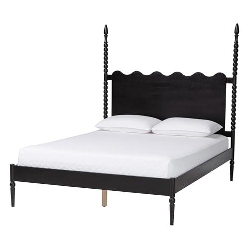 Baxton Studio Brantley Spindle Platform Bed - Farmhouse Bed Frame with Scallope…