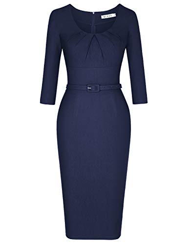 Women's 1950s Vintage Short Sleeve Pleated Pencil Dress
