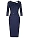 MUXXN Lady 50s Fashion Ruched Neckline Empire Waist Juniors Dress (Blue XL)