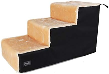 Pet stairs Pet Steps 2/3 Steps Plush Pet Dog Cat Ramp Ladder, Easy Climb with Removable Cover - Black