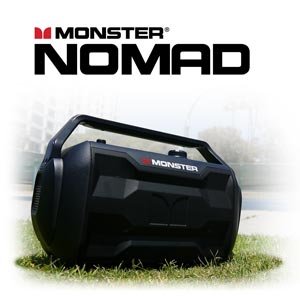 Monster-NOMAD-30-Watt-30-Hour-Portable-Bluetooth-Speaker-Weather-Resistant-IPX4-AUX-Input-MIC-Input-FM-Radio-and-USB-Charger-for-your-Portable-Devices-Black