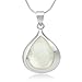 CHUVORA 925 Sterling Silver Inlay Natural Shell, Stone, Coral Teardrop Pendant Necklace for Women, 18