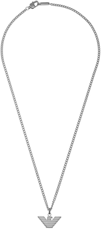 Collana da uomo in acciaio inossidabile con chiusura a moschettone, Argento chiaro