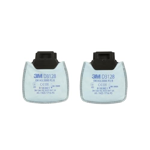 3M Secure Click Filtro Antiparticolato con Sollievo dagli Odori Sgradevoli di Vapori Organici e Gas Acidi, Fino a 10 Volte il Limite OEL, P2 R, D3128