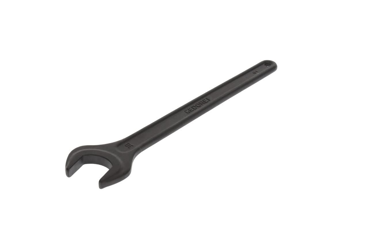 GEDORE 894 30 Single Open-Ended Spanners, 30 mm, with Hanging Hole, High-Quality Vanadium Steel, Anti-Glare Look, Manganese Phosphated, According to DIN 894 894
