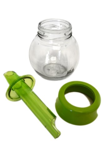 Retro Diner Style Shaker Sugar Dispenser Glass Jar Bottle with Green Top