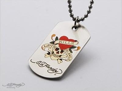 ed hardy dog tag necklace