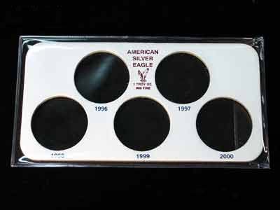 Cardboard Holder with Sleeve 1996-2000 Silver Eagles