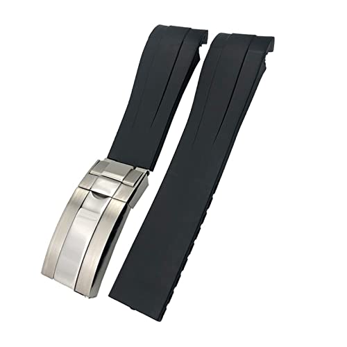 SKM 21mm 22mm Black Red Blue Rubber Watchband for Rolex Deepsea Sea-Dweller Submariner 41mm Diving Waterproof Silicone Watch Strap (Color : Preto, Size : 21mm Deepsea)