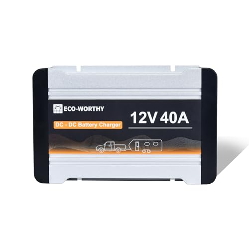 ECO-WORTHY 12V 40A DC to DC Battery Charger with MPPT On-Board Solar Battery Charger Lithium LiFePO4 Battery Gel AGM, Multi-Stage Charging for Solar Panel Alternator in RVs Trailer