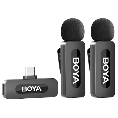 BOYA BY-V20 USB-C kabellos Mikrofon Handy, Mini Ansteckmikrofon mit Android Typ-C Smartphone iPhone 15/16, 100m Reichweite, für YouTube, Podcast, Face