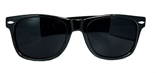 Sunglasses Classic 80's Vintage Style Design (Black Gloss/Super Dark)