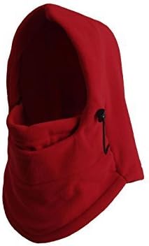 American Camper Warm Zero Degree Thermal Fleece Balaclava Hood with Drawstring - Cold Weather Camping, Hiking, Backpacking, Hunting, Adventuring (3 Pack) (Adventure Red)