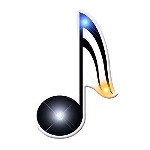 Light Up Music Note Flashing Blinking LED Body Light Lapel Pins (5-Pack)
