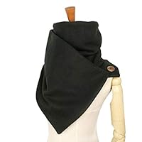 Utini Hooded Scarf Neck Warmer Cowl Scarf Women Men Winter Fashion Scarves and Hooded snoods Loop Button by Couverture Design echarpe - (Color: Black)