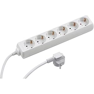 Meister 7430410 Stekkerdoos, 1,4 M Kabel, Kunststof Kabel, 6-Voudig, Wit