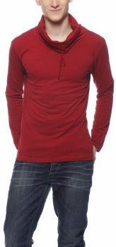 gritstones mahroon cowl neck full sleeve mens t-shirt gsfscwl60210mrn