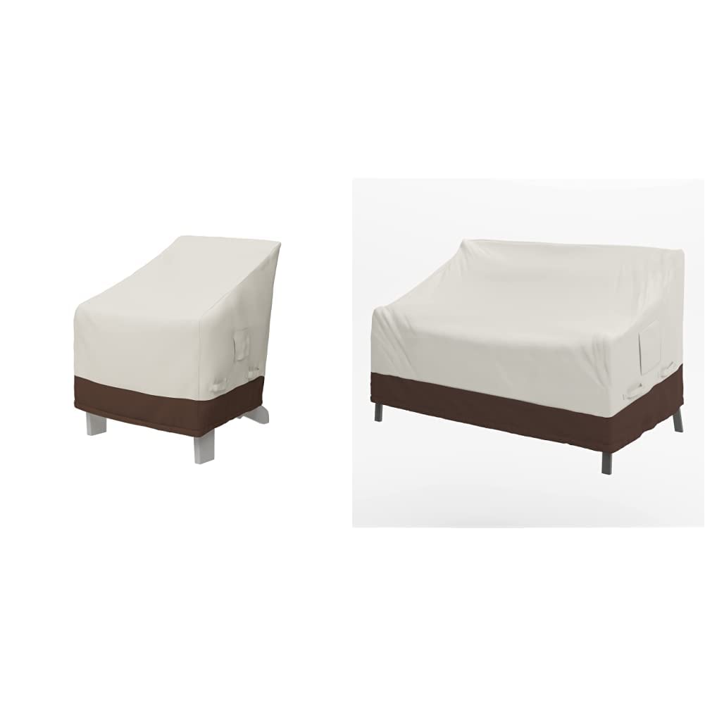 Amazon Basics Adirondack Patio Chair Cover & 2-Seater Deep Lounge Sofa Cover