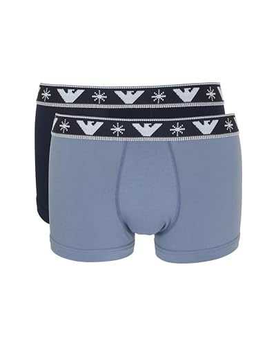 Emporio Armani Jacquard 2-Pack Trunk Bañadores Ajustados para Hombre, Azul, L