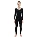 Ensnovo Womens Spandex Bodysuit Long Sleeve Scoop Neckline Footless Unitard Black,L