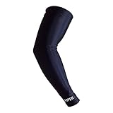 VIPER Compression Arm Sleeve (Full Length) - TruCore 3-Layer Wicking, Non Slip Inner Bands - Lymphedema, Football, Baseball, Running, Volleyball, Basketball, Golf (SINGLE) (Black, Large)