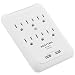BESTTEN 6-Outlet Wall Mount Surge Protector with Dual USB Charging Ports (5V/2.4A), 15A/125V/1875W, ETL Certified, White