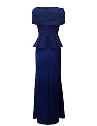 vfshow para mujer elegante encaje peplum Formal, vestido de Maxi vestido de noche