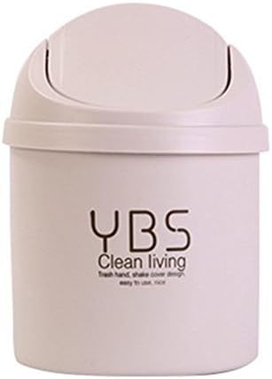 Aamina Novelty Mini Garbage Cans Car Home Kitchen Office Desk Waste Storage Barrel with Swing Lid ,PP,20 CM,Set of 2 (White)