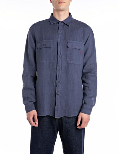 Replay Camicia da Uomo, 282 Medium Blue, 3XL