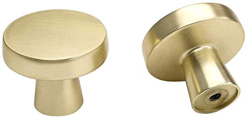 LONTAN 10 Pack Brass Cabinet Knobs Gold Drawer Knobs Gold Door Solid Cupboard Handles Stainless Steel Single Hole Cupboard