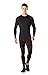 TSLA Men's Thermal Long Sleeve Compression Shirts, Athletic Base Layer Top, Winter Gear Running T-Shirt, Thermal Athletic Black & Red, Large