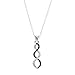 Dazzlingrock Collection Round Blue Sapphire & White Diamond Swirl Pendant with 18 inch Silver Chain for Women in 10K Solid White Gold
