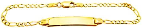 Babies Toddlers 10k Yellow Gold 3.5 mm Figaro link ID Bracelet 6"