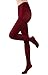 HeyUU Women's 80 Denier Soft Opaque Tights, High Waist Solid Color Footed Pantyhose 20+ Colors Burgundy