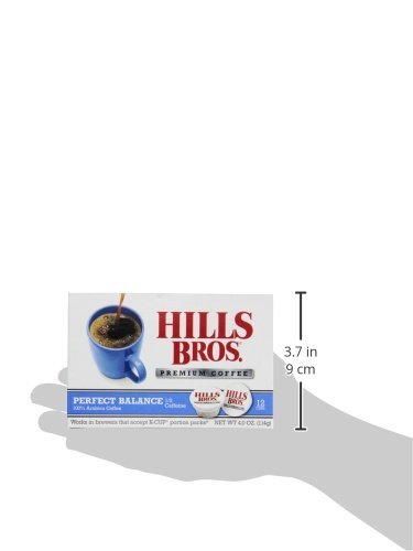 HILLS BROS SINGLE SERVE COFFEE PODS, PERFECT BALANCE, MEDIUM ROAST COFFEE, 12 COUNT-KEURIG COMPATIBLE, ROASTED ARABICA COFFEE BEANS, LESS CAFFEINE, FULL-BODY FLAVOR