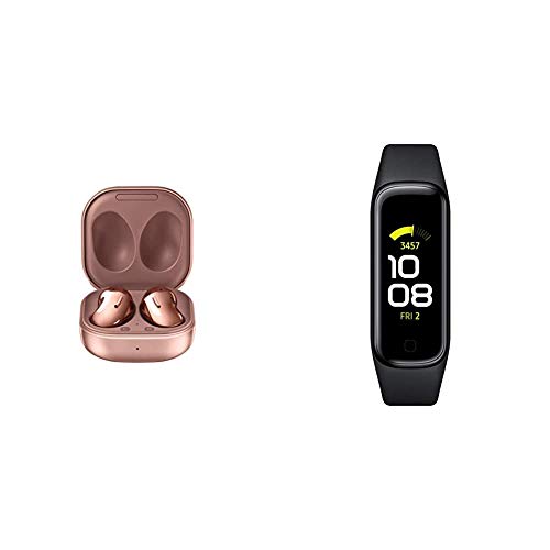 ایگرد | قیمت و خرید Samsung Galaxy Buds Live, True Wireless Earbuds  w/Active Noise Cancelling (Wireless Charging Case Included), Mystic Bronze  with Samsung Galaxy Fit 2 Bluetooth Fitness Tracking Smart Band – Black