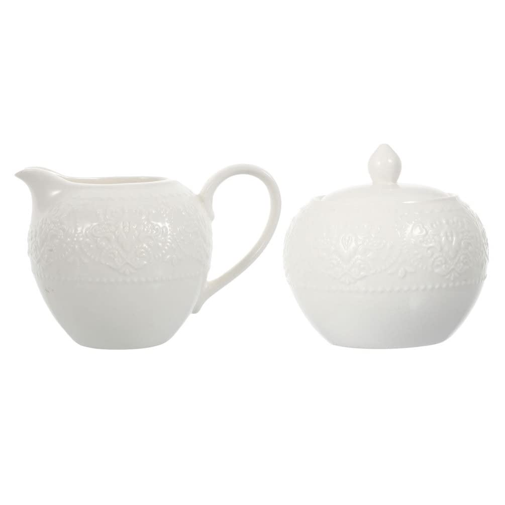 Angoily Sugar Bowl and Creamer Set with Lid Ceramic Creamer Sugar Pot Mini Coffee Milk Pitcher Porcelain Serving Pitcher Sauce Jugs Gravy Boat Bowl 1 Set