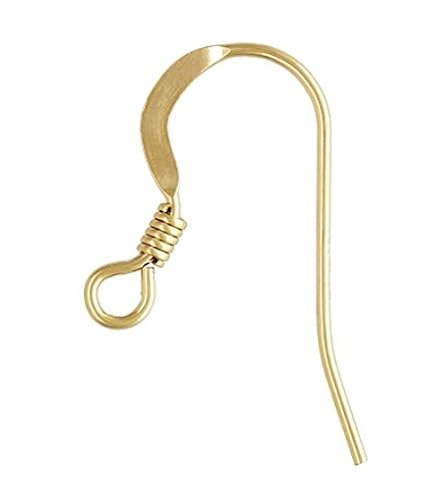 RJ Displays 14K Gold Filled Hammered Flat Fishhook Earring Hooks – 10pcs | Hypoallergenic Gold Earring Hooks for DIY Jewelry Making