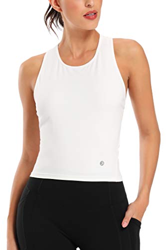 Evobak Workout Tops for Women - Yoga Shirts Racerback Crop Tops Athletic Exercise Gym Running Training Tanks Active Wear