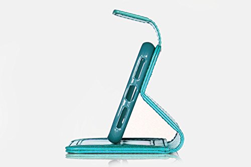 iPhone 8 Case, iPhone 7 Case, HLCT PU Leather Wallet Case, with Soft TPU Protective Bumper, Built-in Stand Kickstand, Cash and Card Pockets (Teal)