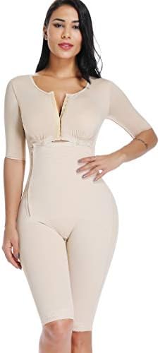 Women Shapewear Bodysuit Full Body Shaper with Sleeves 3 in 1 Post Surgery Firm Control Fajas Compression Garment