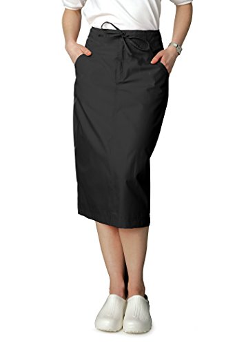 Adar Universal Mid-Calf Length Drawstring Skirt (Available is 17 colors) - 707 - Black - Size 12