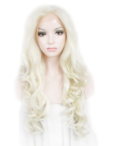 Imstyle Bleach Blonde Extra Long Wavy Free Style Synthetic Lace Front Wig Fast Shipping