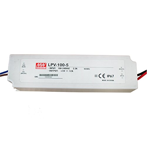 Mean Well LPV-100-5 100W 5V 12A Power Supply LED Driver Water & Dust-proof