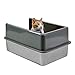 iPrimio XL Cat Litter Box Enclosure - Stainless Steel Large for Boxes Big Cats - Never Absorbs Odor - XL Cat Litter Box Enclosure with Teflon Coating - Litter Box Enclosure Only - Easy to Clean