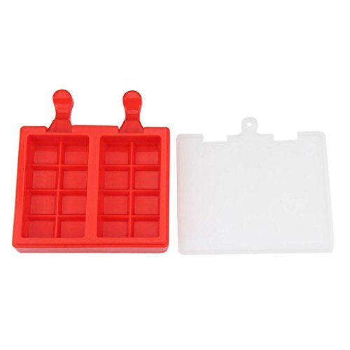 Botrong Eco-Friendly Ice Cream Tools Popsicle Mold Ice Trays Lattice Silicone Ice Maker (Red)