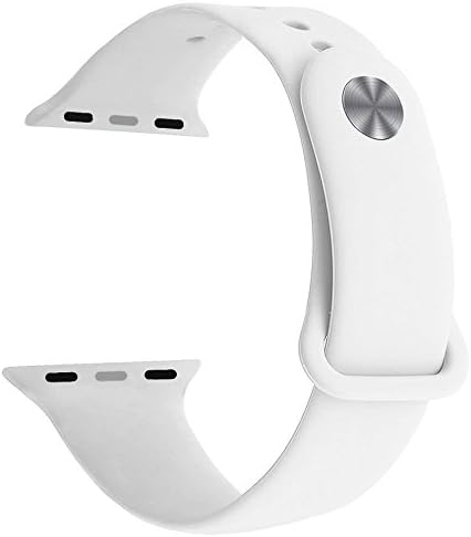 38mm Apple Watch Band,iMOMO Soft Silicone Replacement Sports Band for Apple Watch Band 38mm 2017 Series 3 Series 2 Series 1 (38mm M/L, White)