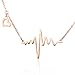 SHINYSO 18K Rose Gold Plated Forever Love Stainless Steel Cardiogram Heartbeat Short Paragraph Necklace