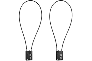 RESET-200 (2 Pack) 4 Digit Combination Flexible Cable Padlock,20 inch (50 cm) Long Lock, 3mm Diameter Cable for Trash Can Lid