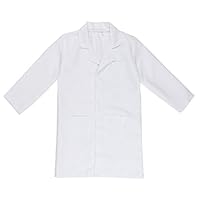 ACSUSS Unisex Children Scientists Doctor Surgeon Costume White Long Sleeves Lab Coat Halloween Cosplay Fancy Dress Up White 10-12